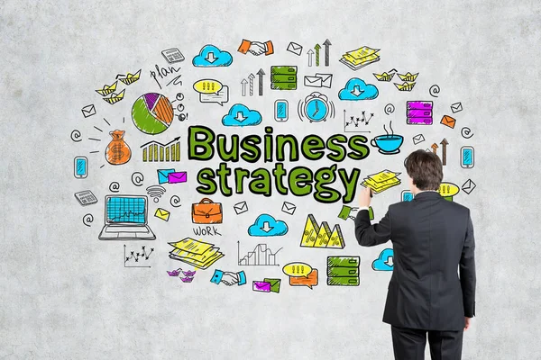 Adam çizim iş stratejisi ikonları/simgeleri