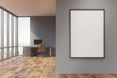 Posteri ile gri ev ofis