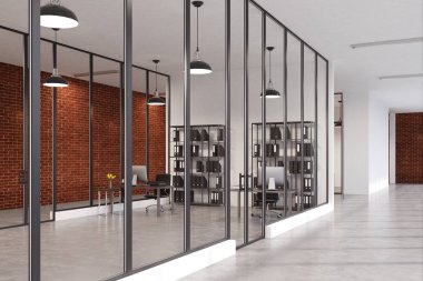 Kitaplık office cam duvarlı