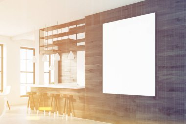 Bir posteri ile bar koyu tonda yan,