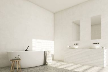 Beyaz banyo lavabo ile köşe