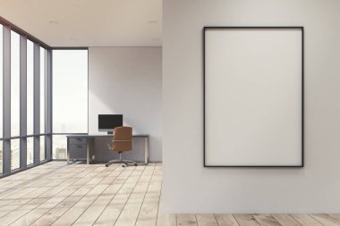 Posteri ile beyaz ev ofis