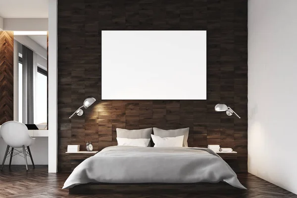 Dark wooden bedroom, close up — Stock Photo, Image