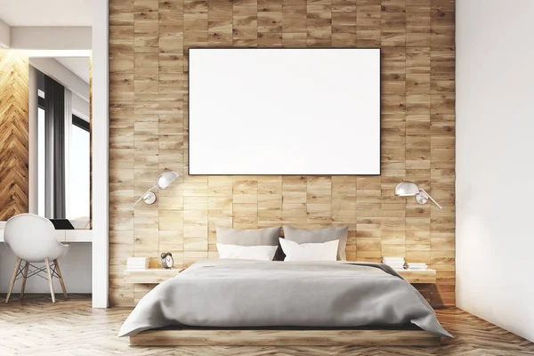 Light wooden bedroom, close up — Stock Photo, Image