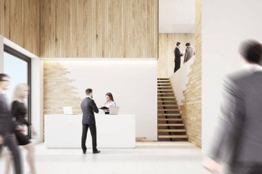 Ahşap Resepsiyon, insanlar, açık