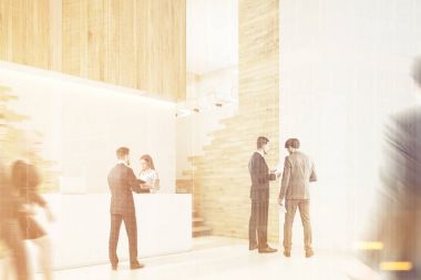 Ahşap Resepsiyon, insanlar, yan, tonda