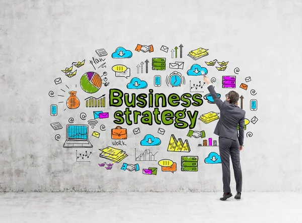 Empresário desenho ícones de estratégia de negócios — Fotografia de Stock