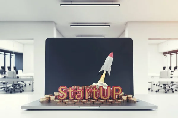 Start up, laptop, office, toned — Stock Photo, Image