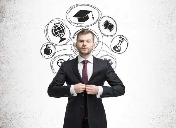 Confident businessman sure about education — Stock Photo, Image