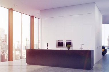 Bir bar ile mutfak köşe tonda,