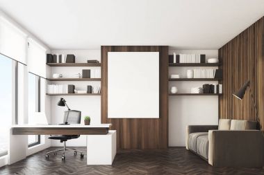 Koyu ahşap ofis, açık