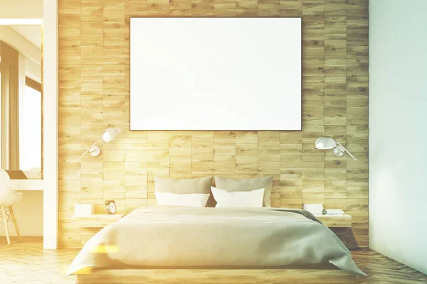 Camera da letto in legno chiaro, ravvicinato, tonico — Foto Stock