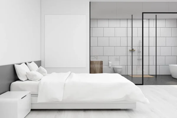 Sypialnia z łazienką biały, z bliska — Zdjęcie stockowe