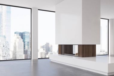 Şömine, yan boş oturma odası