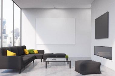 Şömine oturma odası, önden görünüm