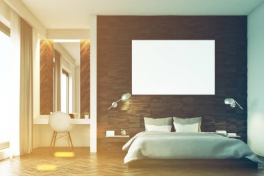 Koyu ahşap yatak odası, açık, tonda