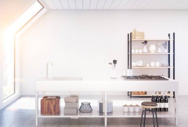 Beyaz mutfak iç, tonda