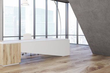 Beyaz gri üçgen Ofis Masası, yan