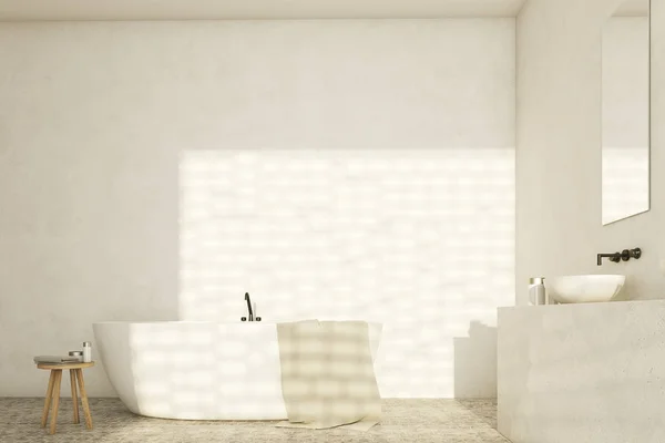 Biała łazienka z umywalką, przód — Zdjęcie stockowe