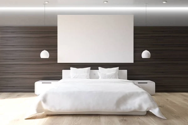 Brown bedroom with poster, front — Stock Photo, Image