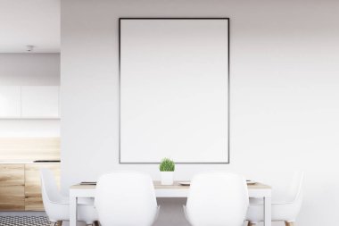 Beyaz mutfak posteri ile yakın çekim