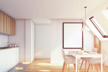 Beyaz tavan mutfak, açık, tonda