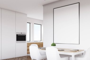 Beyaz mutfak posteri ile yan görünüm