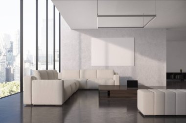 Gri oturma odası poster, kanepeler