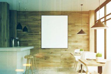 Hafif ahşap bar, tablolar, tonda poster