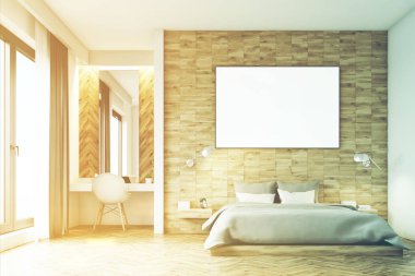 Hafif ahşap yatak odası, açık, tonda