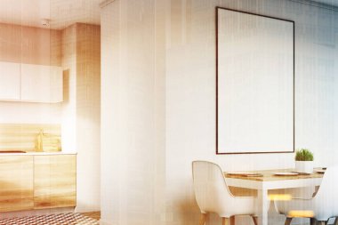 Tonda posteri ile beyaz mutfak köşesi