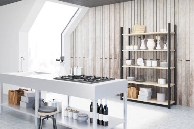 Ahşap mutfak iç, yan