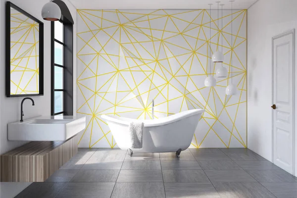 White bathroom yellow pattern, concrete