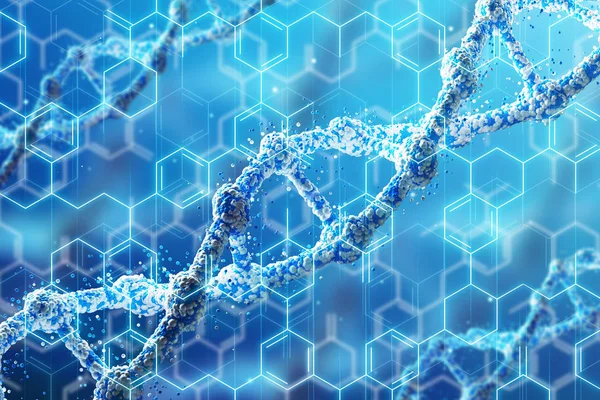 Catena DNA blu e formule, diagonale — Foto Stock