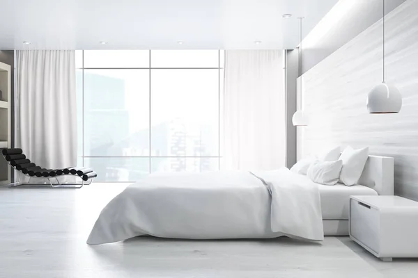 Kamar tidur putih, samping — Stok Foto