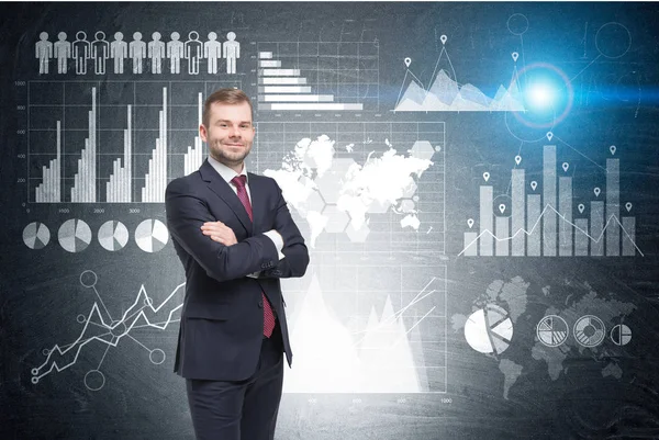 Confident businessman and stock broker — Stock Photo, Image