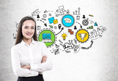 Çapraz silah kadın ve iş kupa