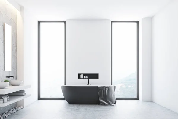 Szürke fürdőszoba és egy ablak — Stock Fotó