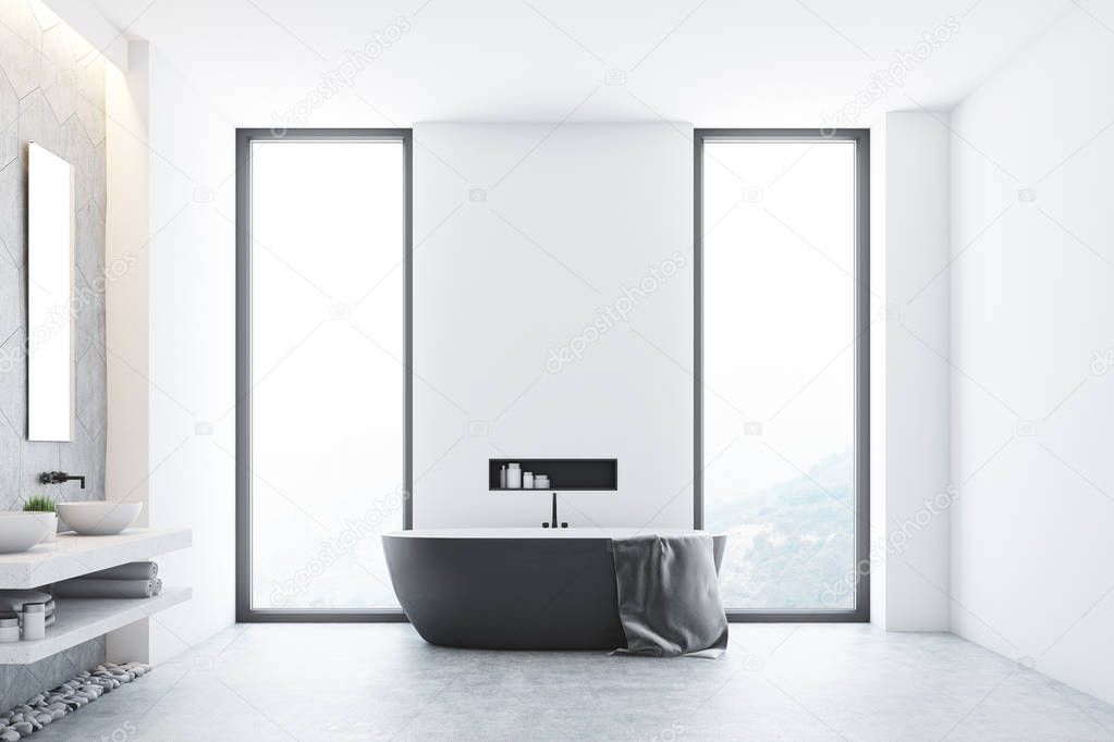 Gray bathroom and a window