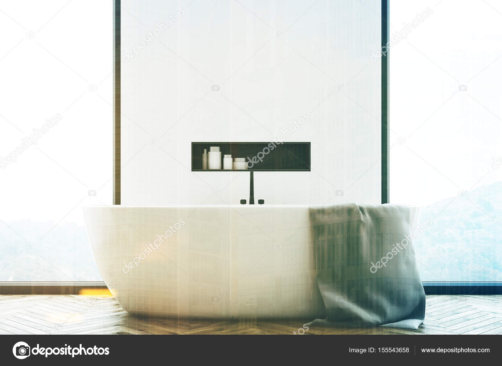 Weißes Badezimmer und ein Fenster in Nahaufnahme — Stockfoto