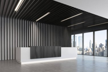 Siyah beyaz ve siyah Resepsiyon ofis yan