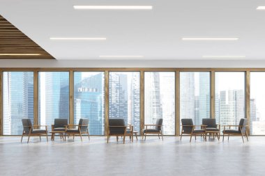 Panoramik ofis bekleme odası, ışık