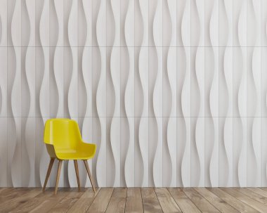 Beyaz dalga arka plan odası, sandalye