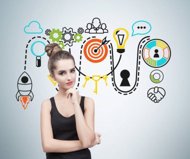 Dalgın bir tank top başlangıç kroki kadında