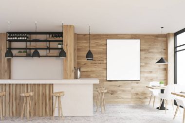 Hafif ahşap bar, poster, yan