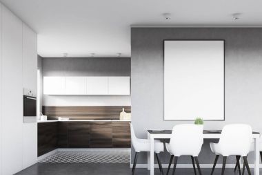 Beyaz gri posteri ile Önden Görünüm