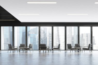 Panoramik ofis bekleme odası, karanlık