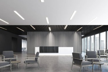 Beyaz ve siyah Resepsiyon, koltuk köşe