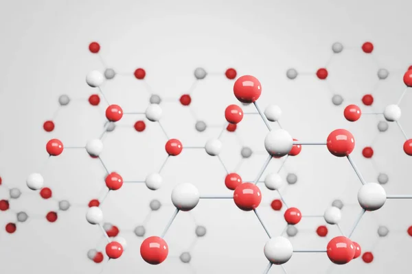 Molécule blanche et rouge, fond blanc — Photo