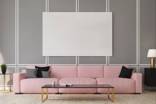 Rosa soffa vardagsrum, affisch — Stockfoto